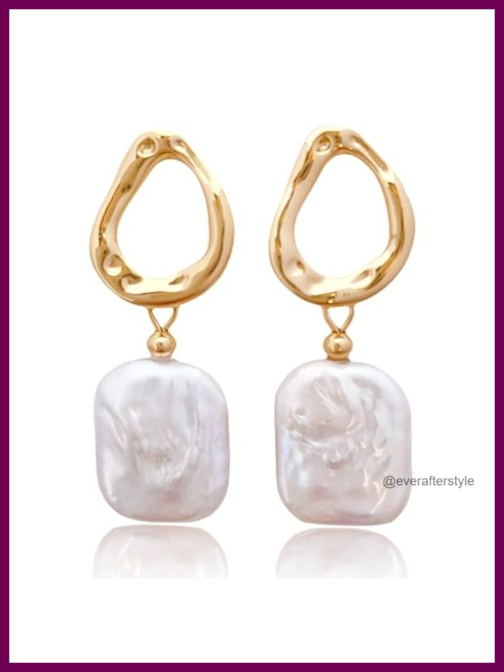 Baroque Pearl Drop Dangle Earrings 14K Gold Plated Lightweight